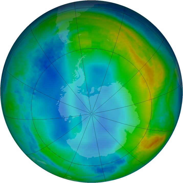 Antarctic ozone map for 13 June 2002
